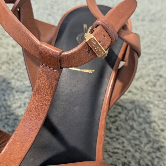 YSL Saint Laurent Brown Leather Tribute T-Strap Platform Stiletto Heels Size 7 - Picture 11 of 13